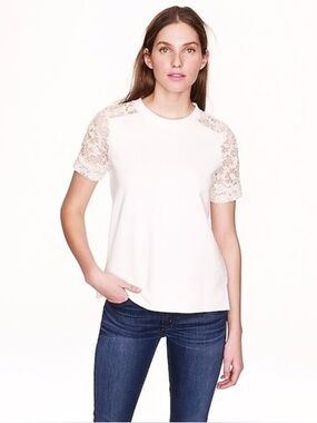 J. Crew Lacey Short Sleeve in Sugared Ivory